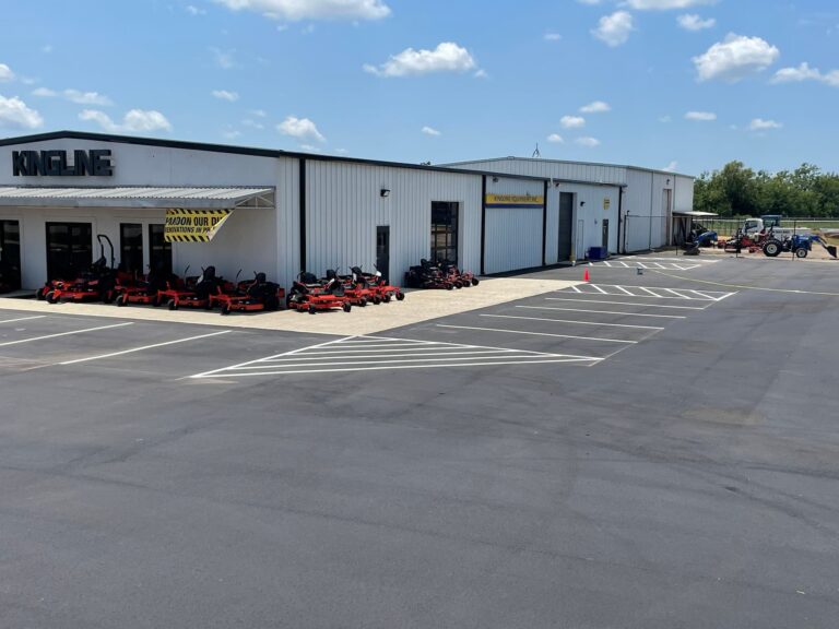 freshly painted parking lot for Kingline Equipment Inc.