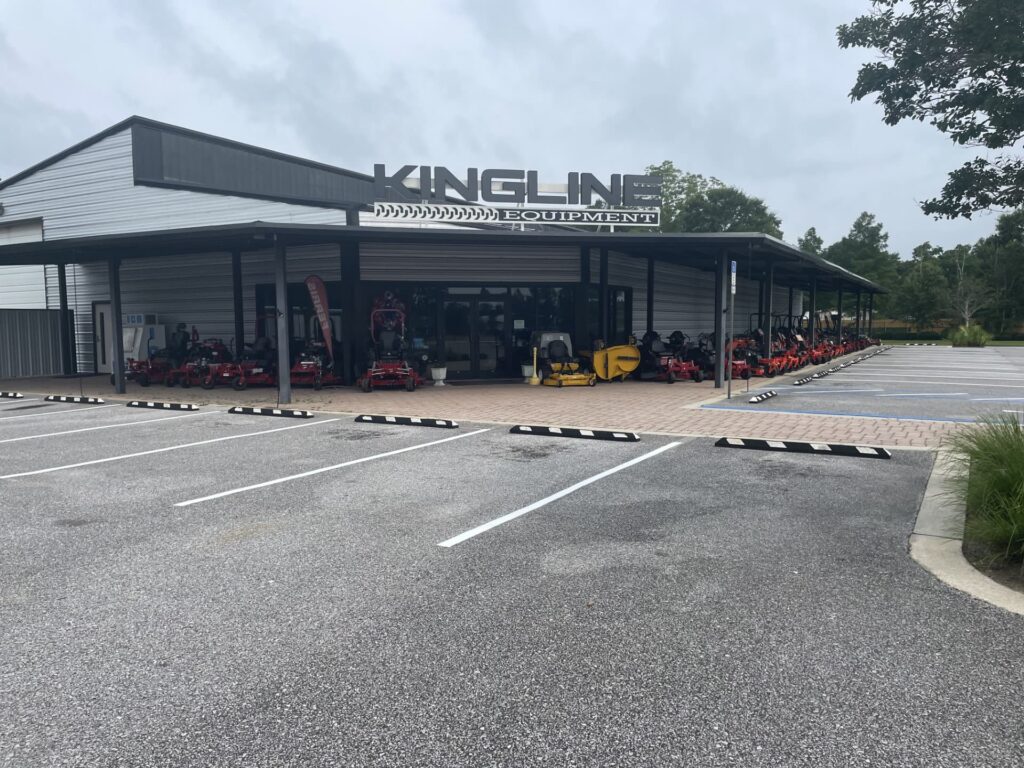 Freshly painted parking lot for Kingline Equipment