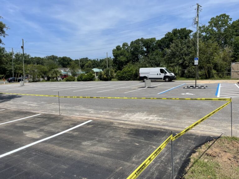 Parking lot with fresh paint