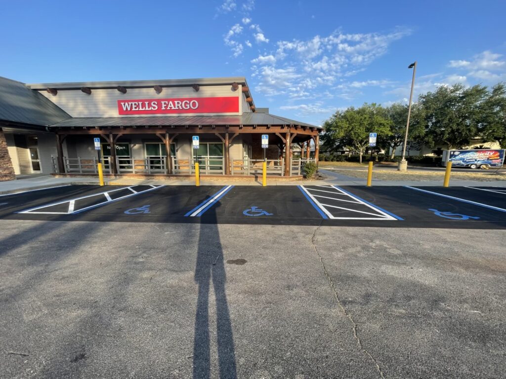 New handicap parking lot for Wells Fargo