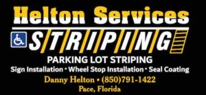 Helton Services Striping Logo. Parking Lot Striping, Sign Installation, Wheel Stop Installation, Seal Coating.